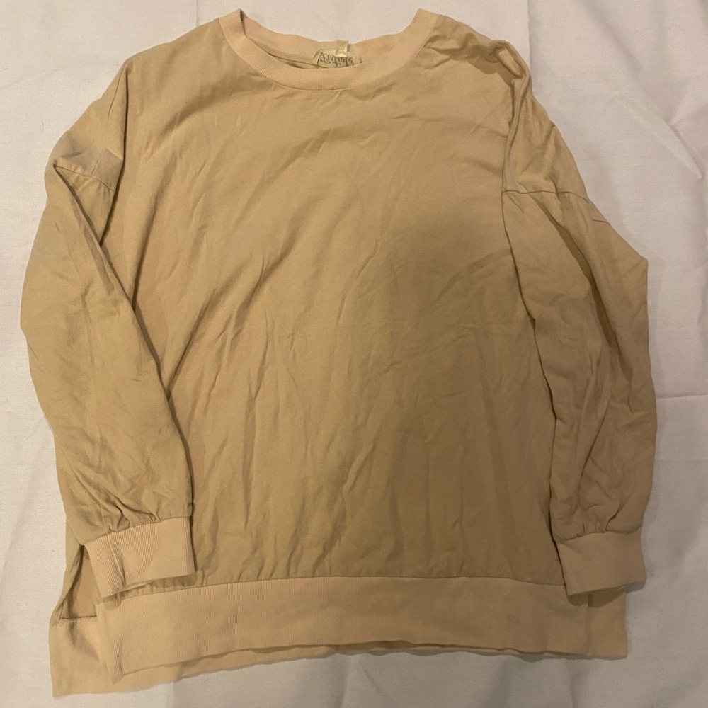 Listicle Tan Crew Neck Top